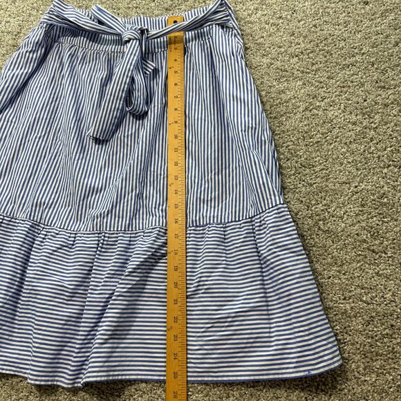 J. Crew Striped Tie Waist Midi Skirt Blue White 12 - Picture 6 of 9